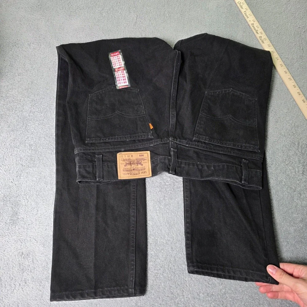 Levi's Mens 38x32 505 Jeans Black Orange Tab Made in USA Vintage Straight Leg